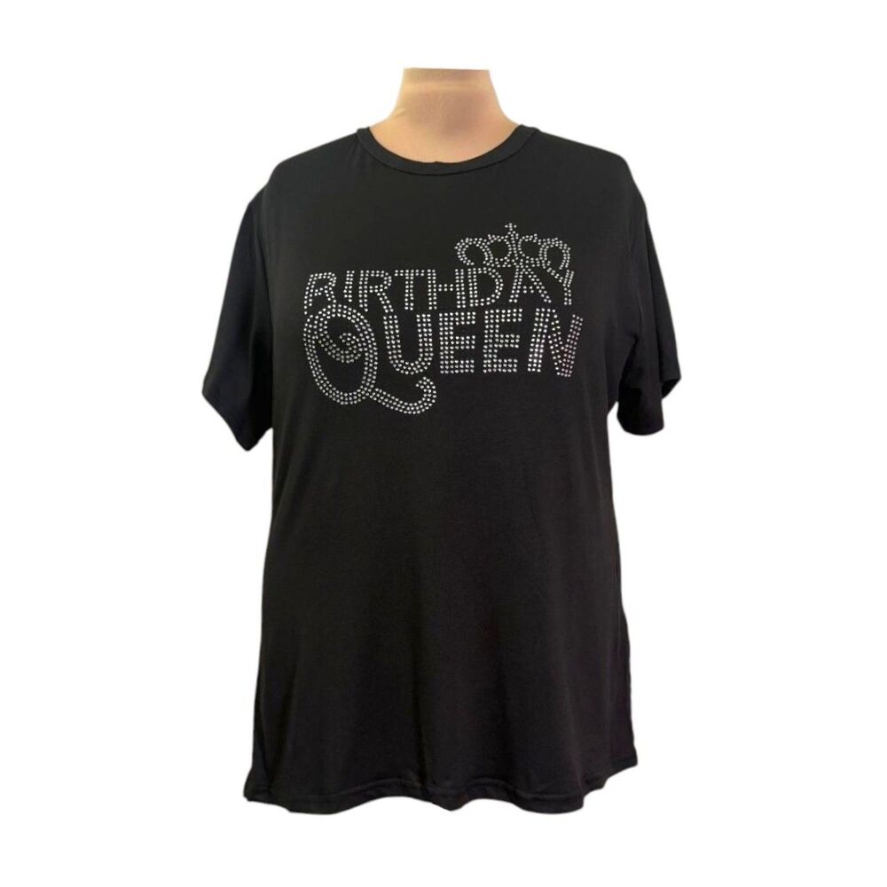 ChicMe Black Rhinestone "Birthday Queen" Black T-shirt, NWOT! Size 4XL